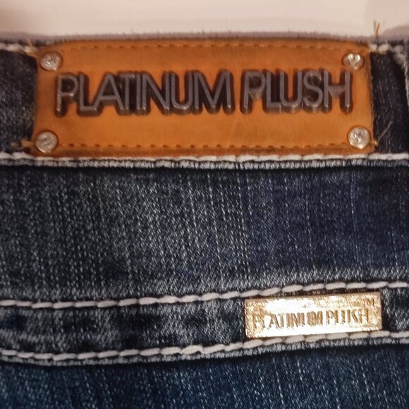Platinum Plush jeans low rise straight leg darker blue women's size 21 - Picture 5 of 14